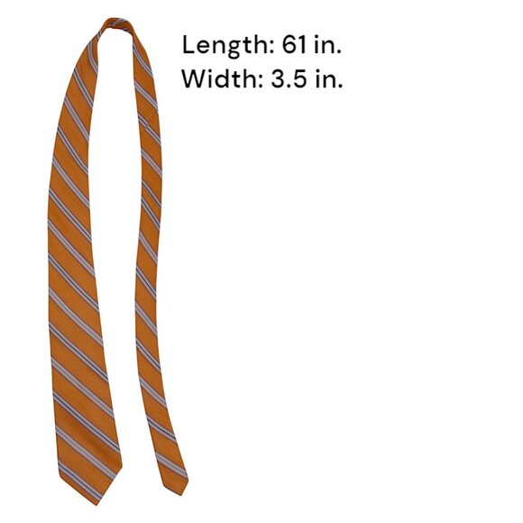 Title: Michael Kors 100% Silk Orange Stripe Tie Men’s Classic 3.5” - Picture 2 of 7